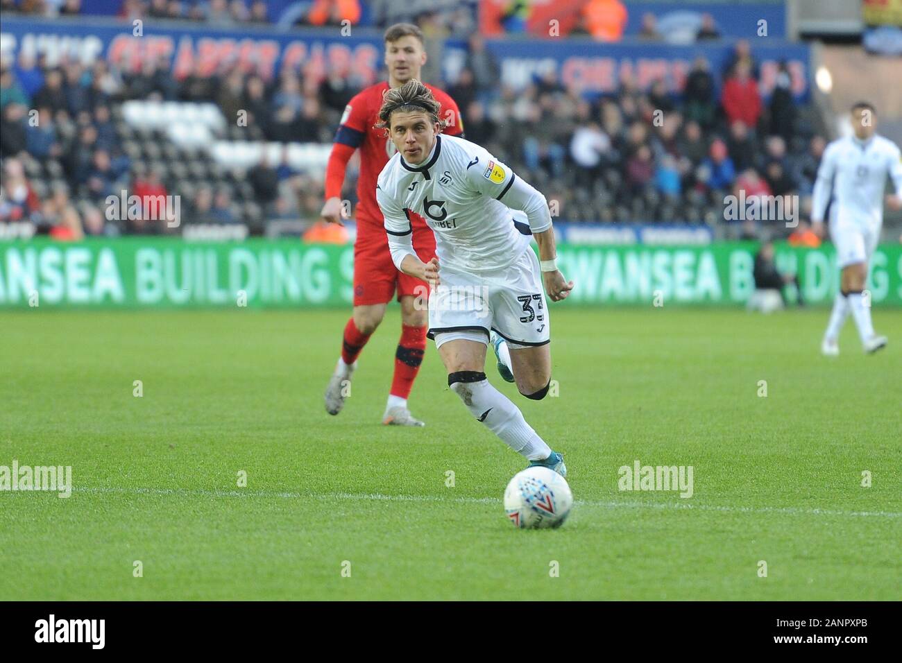 SWANSEA, WALES - 18. Januar neues Signing Connor Gallagher von Swansea City während der Sky Bet Championship Match zwischen Swansea City und Wigan Athletic in der Liberty Stadium, Swansea am Samstag, den 18. Januar 2020. (Credit: Jeff Thomas | MI Nachrichten) das Fotografieren dürfen nur für Zeitung und/oder Zeitschrift redaktionelle Zwecke verwendet werden, eine Lizenz für die gewerbliche Nutzung Kreditkarte erforderlich: MI Nachrichten & Sport/Alamy leben Nachrichten Stockfoto