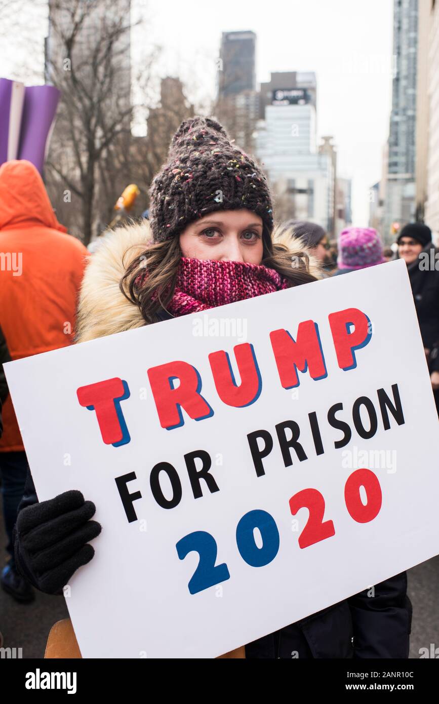 Manhattan, New York, USA - 18. Januar 2020: der Frauen März, New York City. Stockfoto