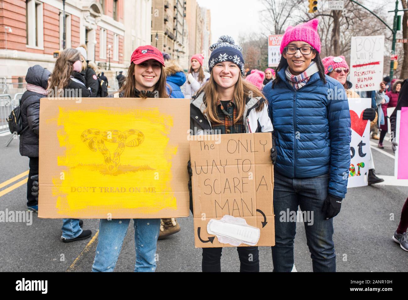 Manhattan, New York, USA - 18. Januar 2020: der Frauen März, New York City. Stockfoto