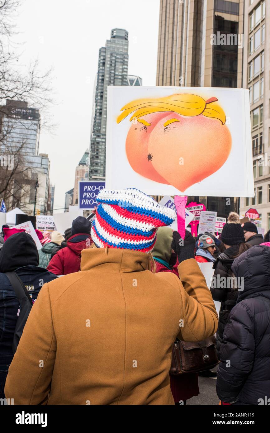 Manhattan, New York, USA - 18. Januar 2020: der Frauen März, New York City. Stockfoto