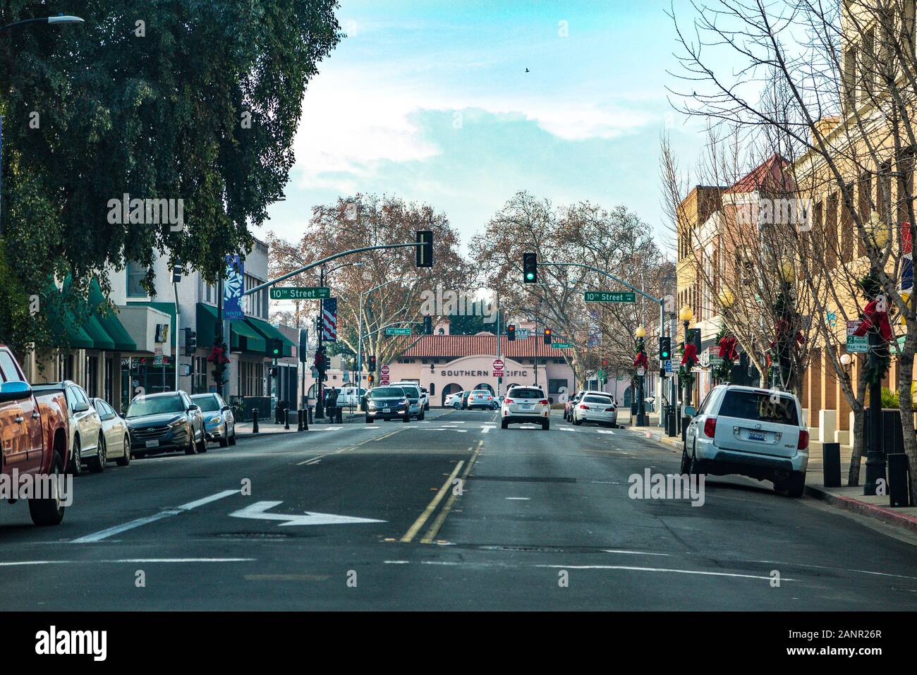 Die Southern Pacific Railroad Station in Downtown Modesto Kalifornien USa Stockfoto