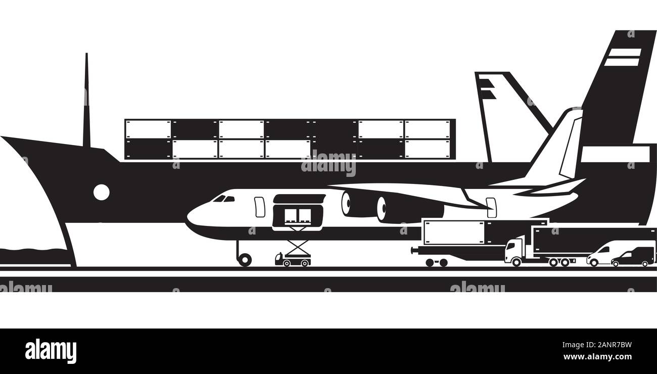 Güterverkehr auf der Straße - Vector Illustration Stock Vektor