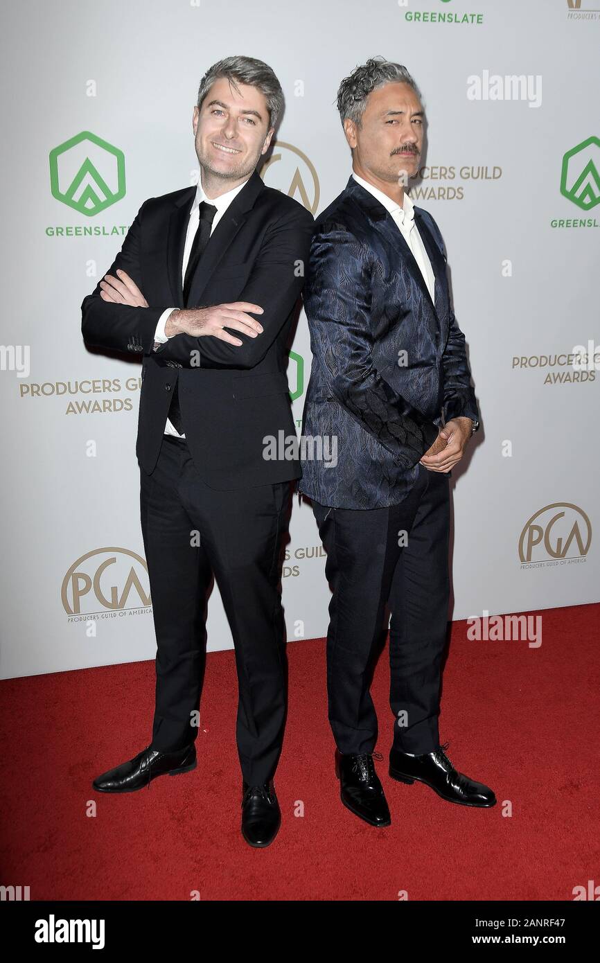 Los Angeles, USA. 18 Jan, 2020. Carthew Neal, Taika Waititi Spaziergang der Teppich auf der 31. jährlichen Producers Guild Awards statt im Palladium am 18. Januar 2020 in Los Angeles, Kalifornien, USA. (Foto durch Sthanlee B. Credit: Sipa USA/Alamy leben Nachrichten Stockfoto