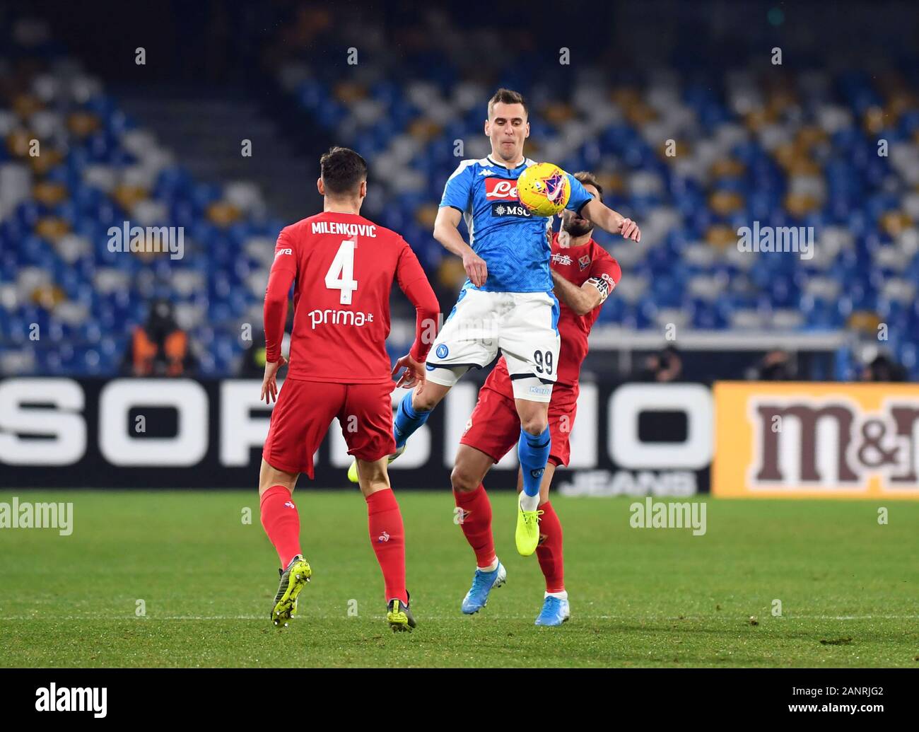 Neapel, Italien. 18 Jan, 2020. Neapel, Italien, 18. Jan 2020, der Spieler von SSC Napoli Arkadiusz milik während der SSC Napoli vs ACF Fiorentina - Italienische Fußball Serie A Männer Meisterschaft - Credit: LM/Carlo Bressan Credit: Carlo Bressan/LPS/ZUMA Draht/Alamy leben Nachrichten Stockfoto