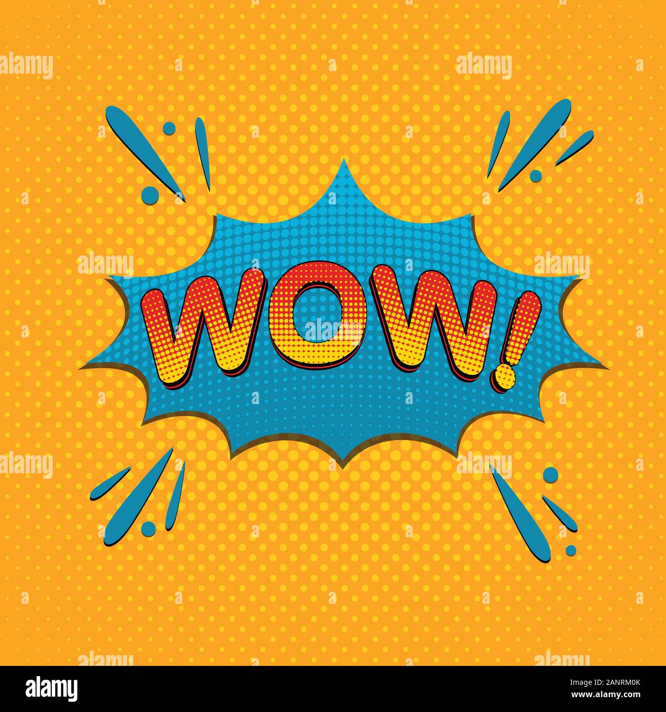 Comic Sprechblase mit Ausdruck Text wow. Pop Art vector Cartoon Illustration auf weißem Hintergrund. Stock Vektor