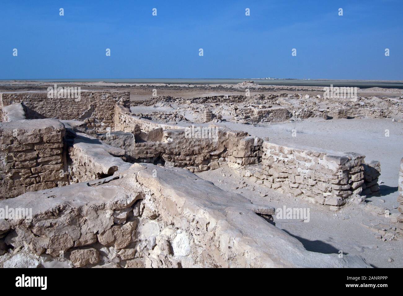 Ruinen von Al Zubara alten Katar Stadt im 18. Jahrhundert gegründet, Katar. Stockfoto