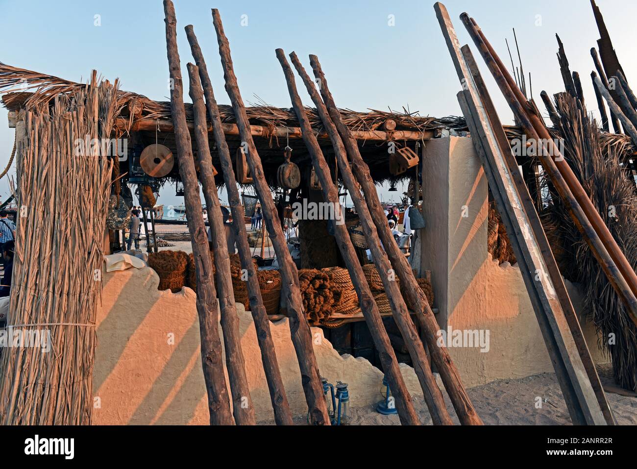 Traditionelle Holz- Fish House, Katara traditionellen Dhow Festival, Doha, Katar. Stockfoto