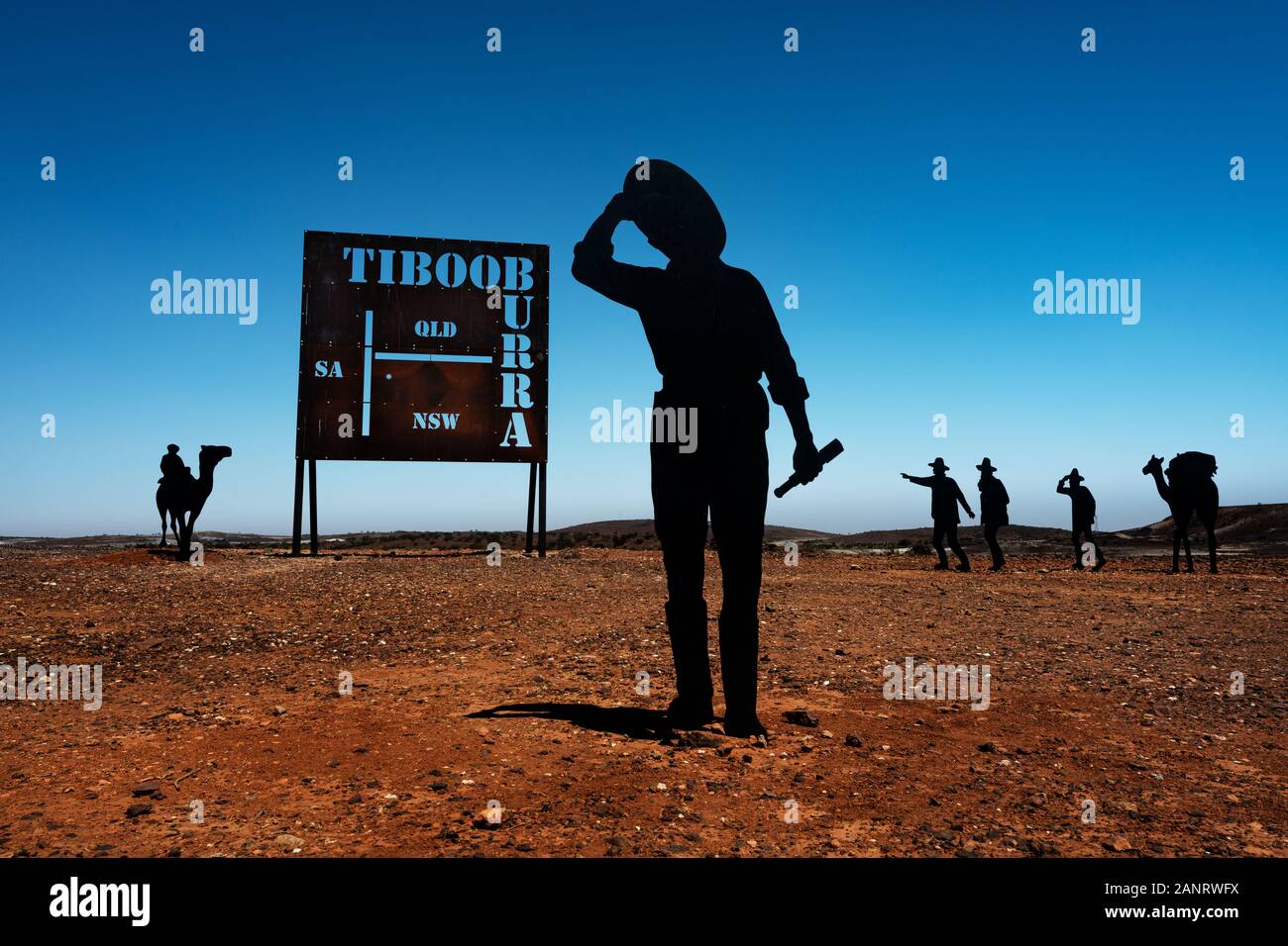 Rostige Metallskulpturen bei Tibooburra. Stockfoto