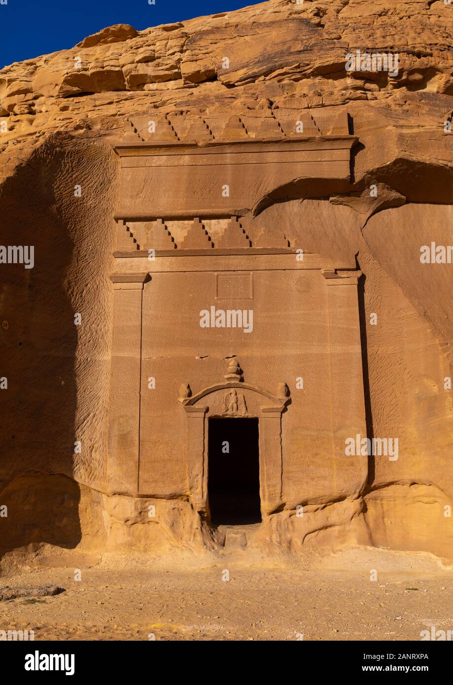 Nabatäische Grab in al-Hijr archäologische Stätte in Madain Saleh, Al Madinah Province, Alula, Saudi-Arabien Stockfoto