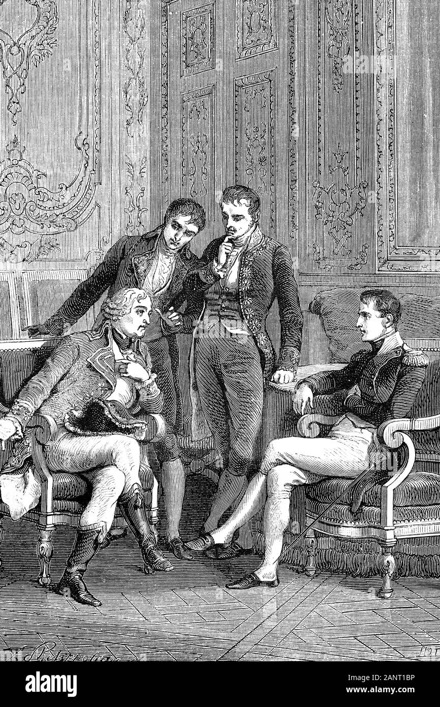 Jean Jacques Regis de Cambaceres, Konsul von Frankreich aussetzen Bonaparte seine Kombination zu bilden ihn Konsul auf Lebenszeit ernennen. 1753-1824. Antike illustra Stockfoto