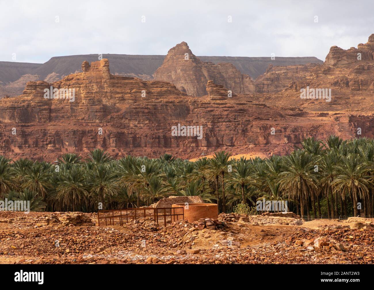 Alten Brunnen in jabal Ikmah, Al Madinah Province, Alula, Saudi-Arabien Stockfoto