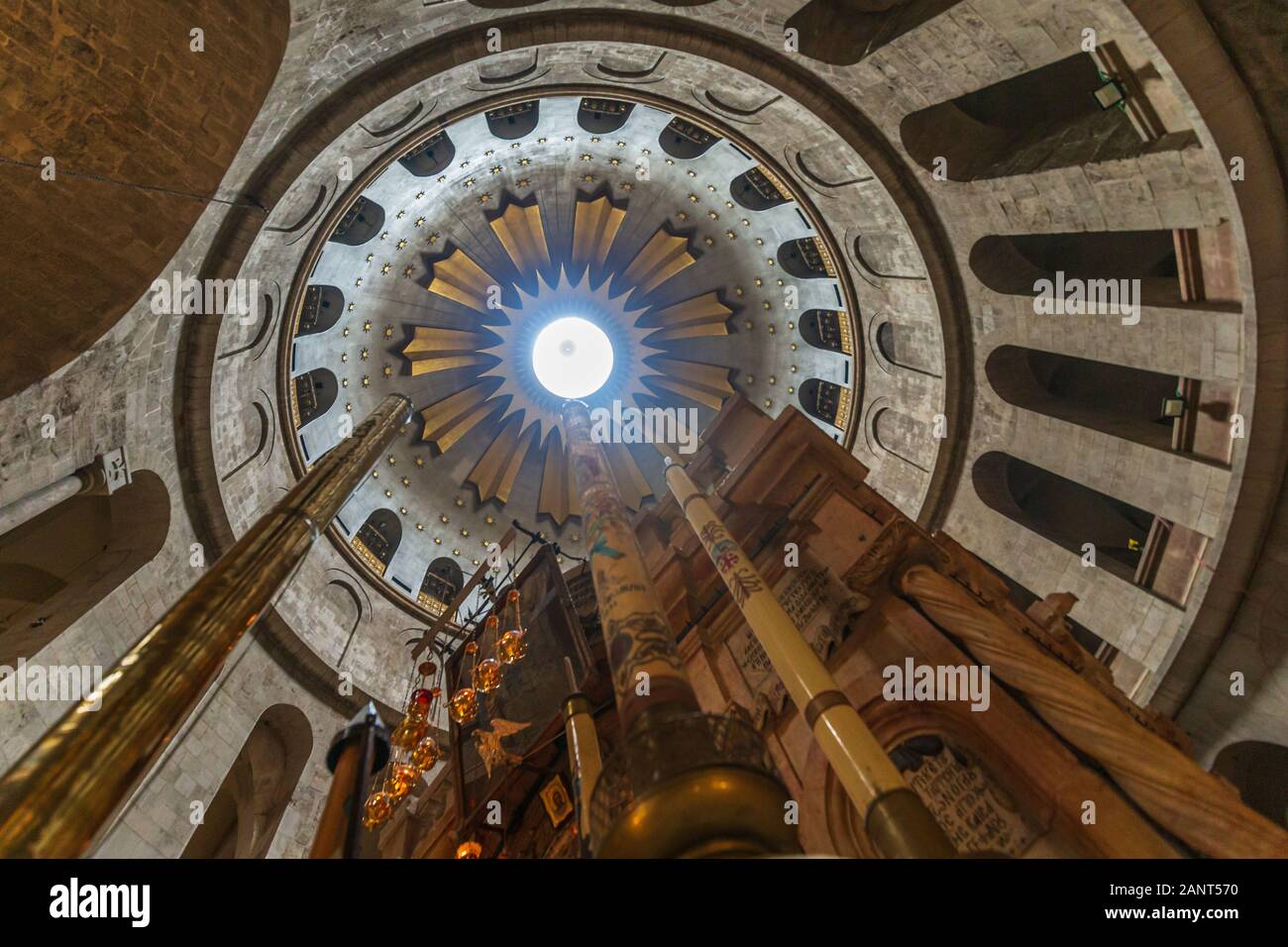 Im Inneren der Kathedrale der Heiligen Grab zu Jerusalem. Stockfoto