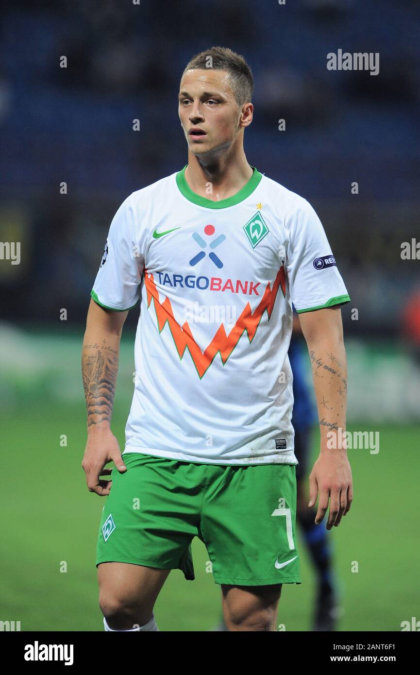 Mailand, Italien, 29. September 2010,'' San Siro Stadion, UEFA Champions League 2010/2011, FC Inter-FC Werder Bremen: Marko Arnautovic in Aktion während des Spiels Stockfoto