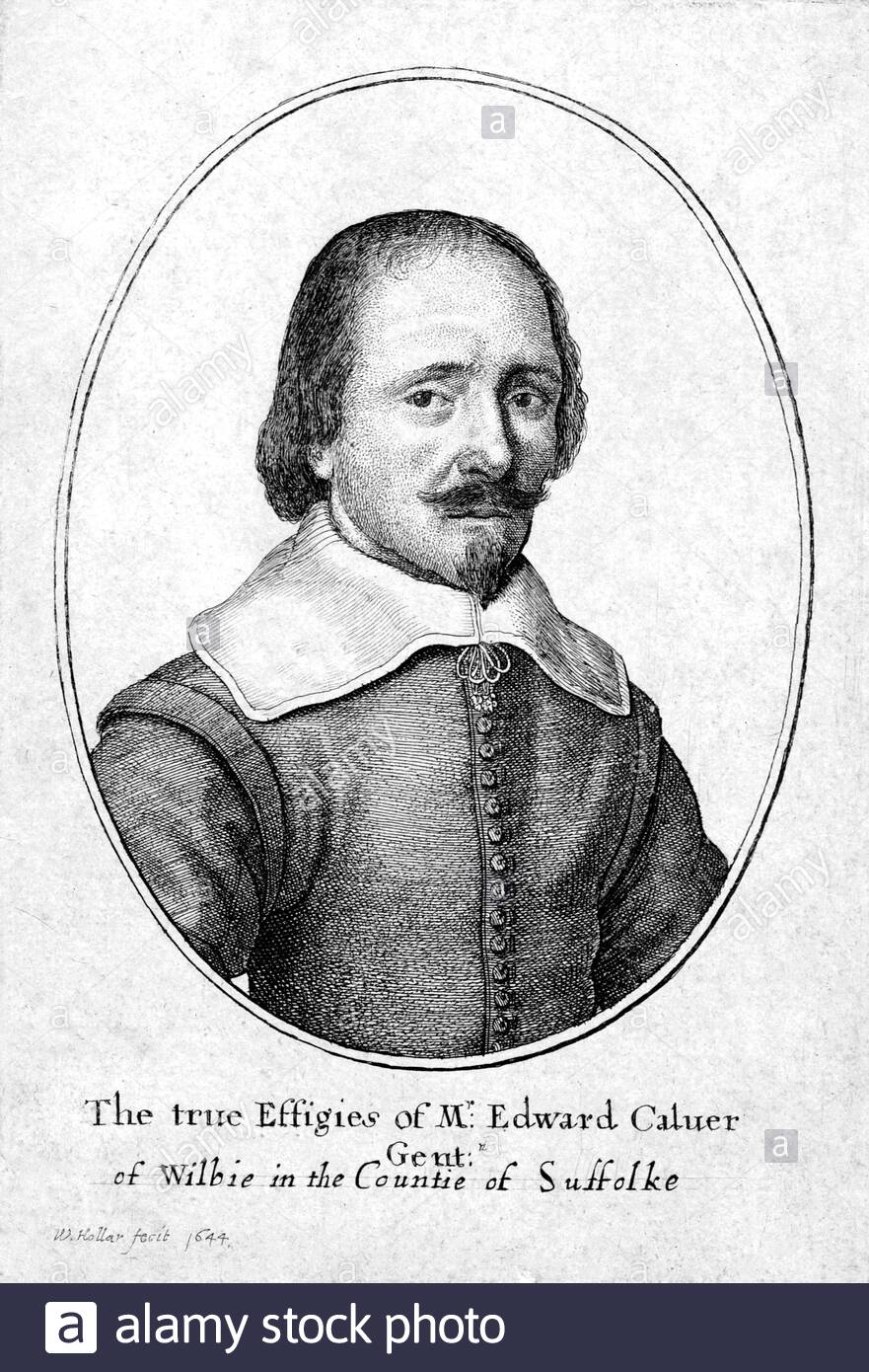 Edward Calver Porträt, 1610 - 1685, war ein englischer Dichter und eine legen Puritaner, Radierung von Böhmische Kupferstecher Wenzel Hollar aus 1600s Stockfoto