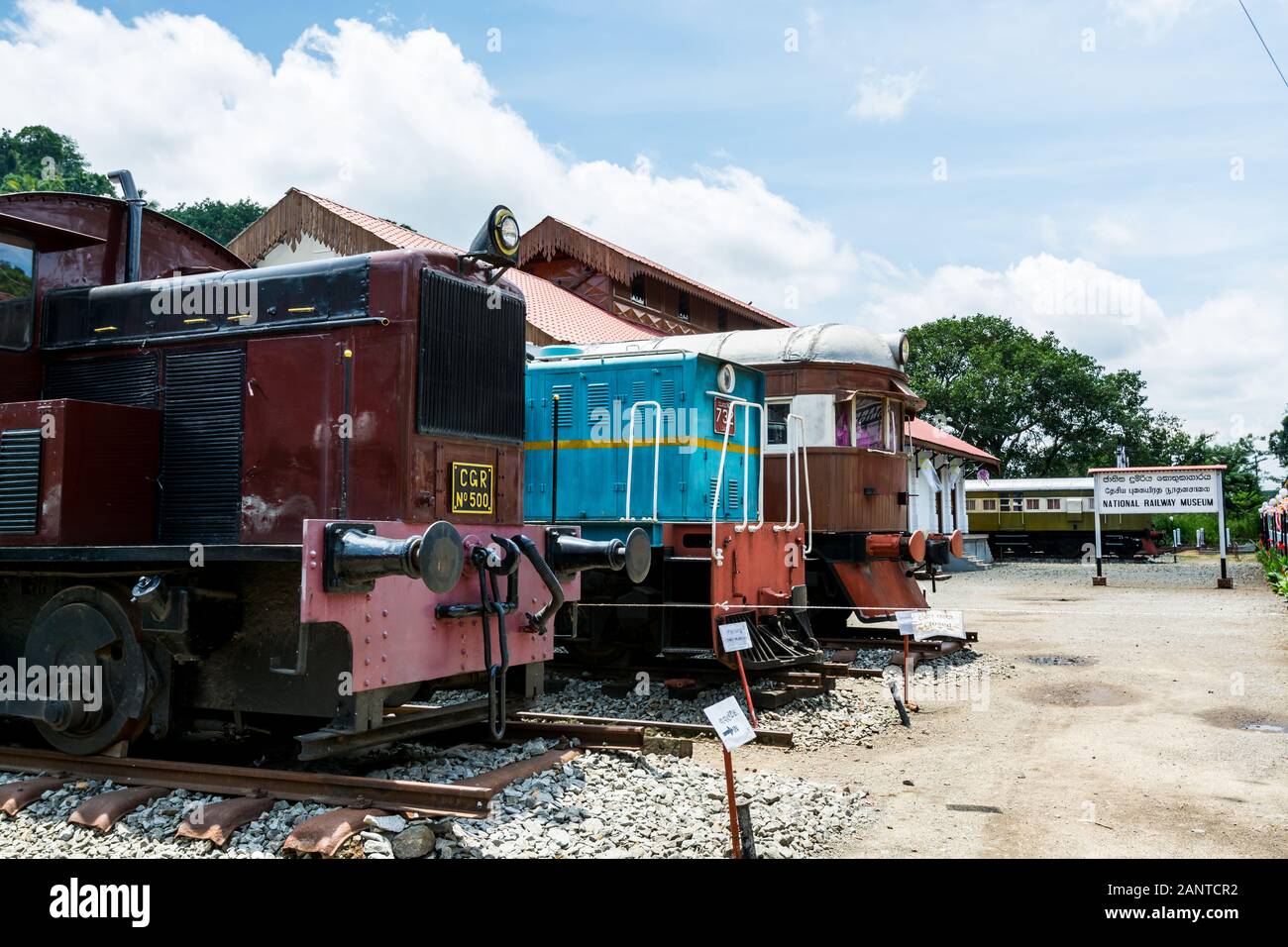 Alte Züge am National Railway Museum in Kadugannawa in der Nähe von Kandy Stadt in Sri Lanka. Stockfoto