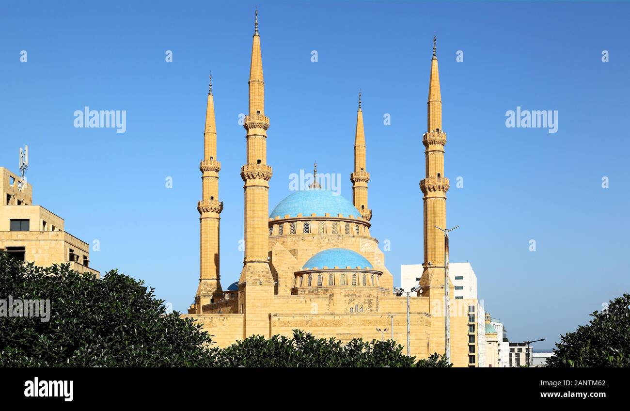 Die al-Amin Moschee in der Innenstadt von Beirut, Libanon Stockfoto