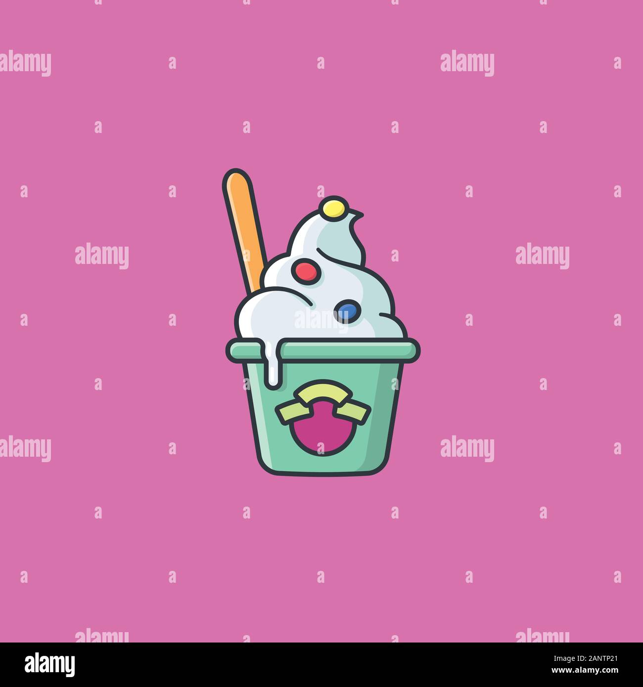 Gefrorener Joghurt Schale Farbe vector illustration symbol für gefrorenen Joghurt Tag am 6. Februar. Erfrischung und dessert Symbol Stock Vektor