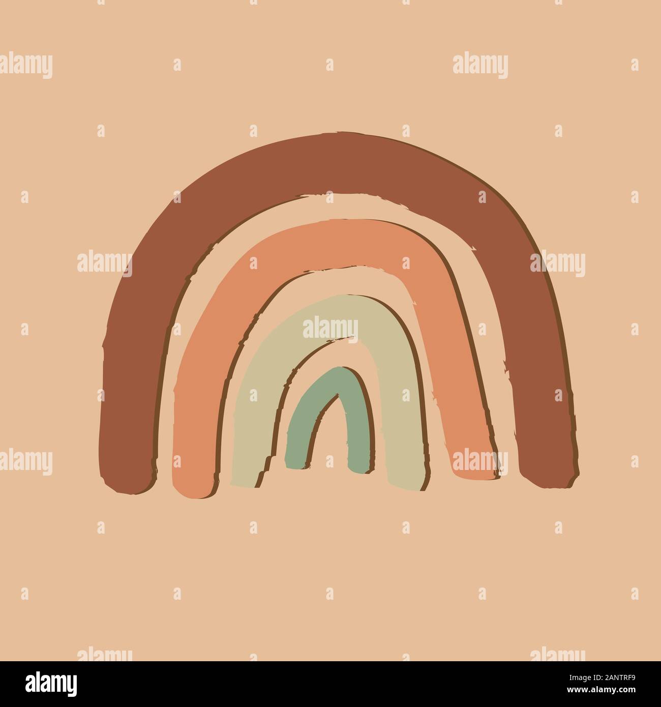 Moderne rainbow Form in Pastell braun, orange, grüne Farben. Moderne Hand Vector Illustration gezeichnet. Zeitgenössische Regenbogen in Terrakotta Palette für nurser Stock Vektor