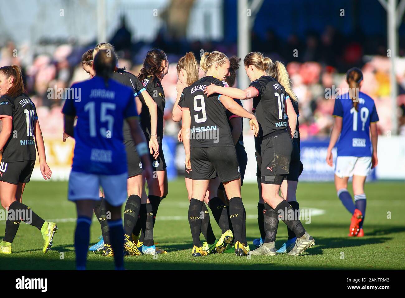 Birmingham, Großbritannien. 19. Januar 2020. Mann Stadt feiern ihr zweites Ziel in der ersten Hälfte gegen Birmingham City, nachdem Keira Walsh Kerben. BCFC 0 - 2 mann Stadt. Peter Lopeman/Alamy leben Nachrichten Stockfoto