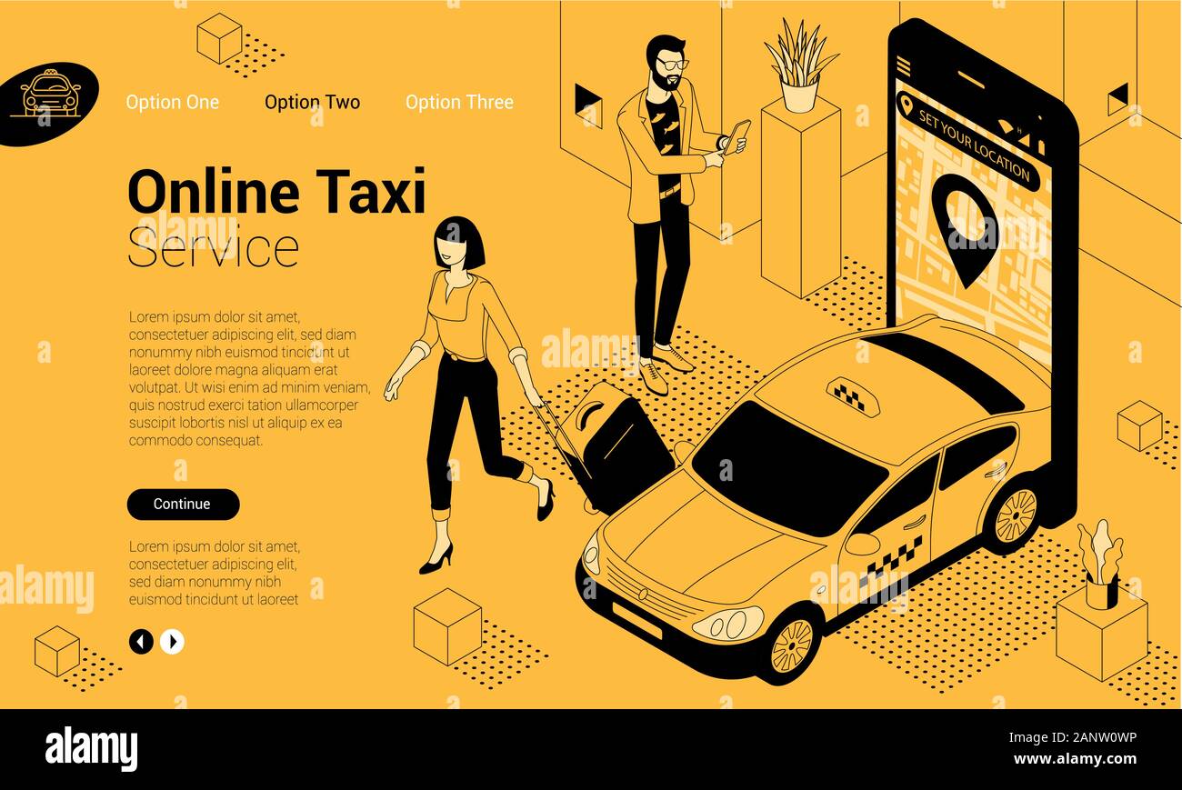 Online Taxi Auto bestellen Stock Vektor