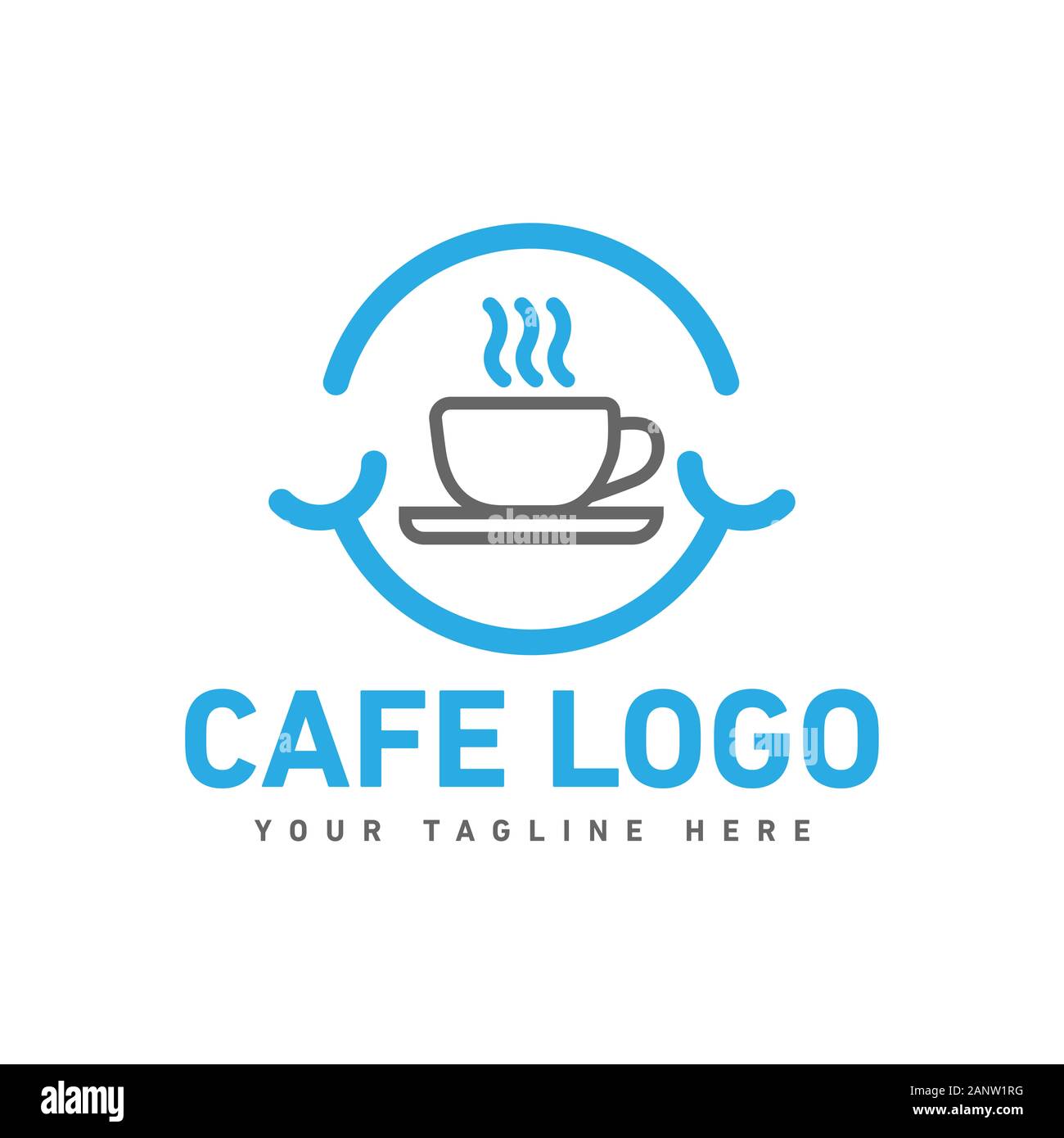 Einfache und saubere Kaffee Cafe Logo Design Vector Stockfoto