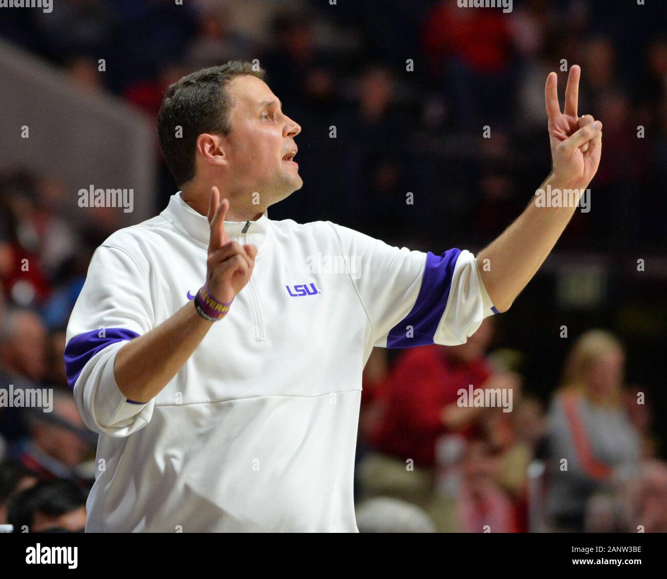 Januar 18, 2020: LSU Head Coach Wade, während der NCAA Basketball Spiel zwischen der LSU Tiger und die Ole Miss Rebels am Pavillion in Oxford, MS. Kevin Langley/Sport Süd Media/CSM Stockfoto