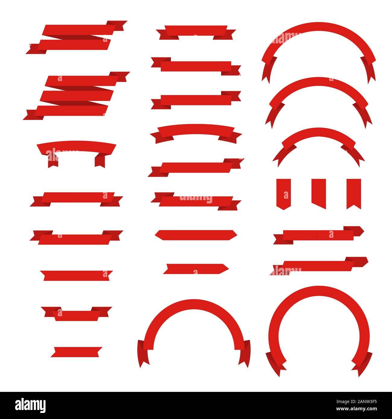 Rote flache Bänder eingestellt. Vintage Banner für Design. Vektor leer Fahnen Stock Vektor