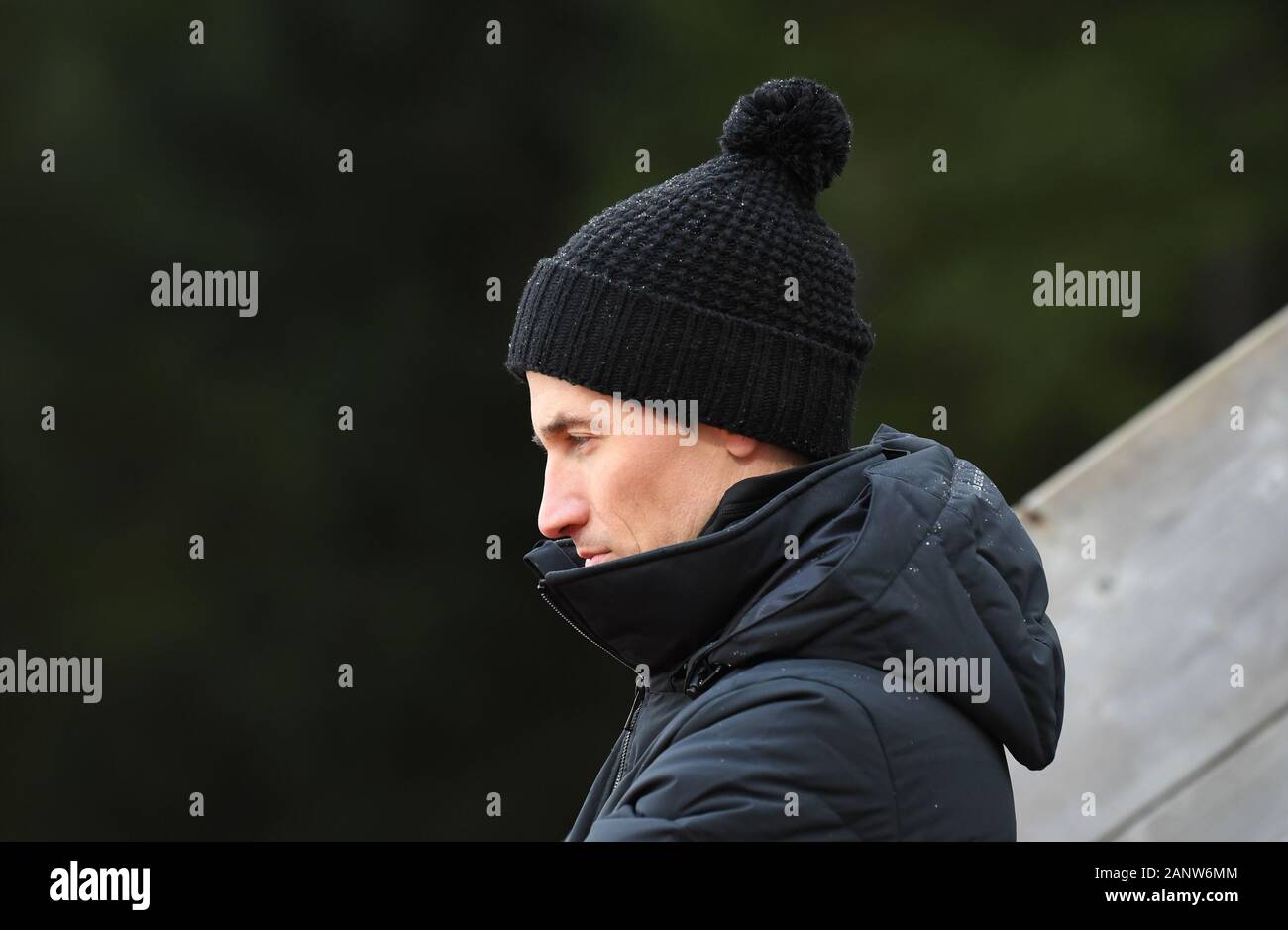Titisee Neustadt, Deutschland. 19 Jan, 2020. Ski Nordisch/Skispringen: Weltcup Skispringen, großer Hügel, Männer: ehemalige Deutsche Skispringer Martin Schmitt steht auf dem Hügel. Quelle: Patrick Seeger/dpa/Alamy leben Nachrichten Stockfoto