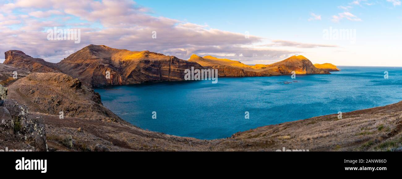 Panorama Aussicht auf Insel im Atlantischen Meer, Ponta de sao Laurence, Madeira, Portugal Stockfoto
