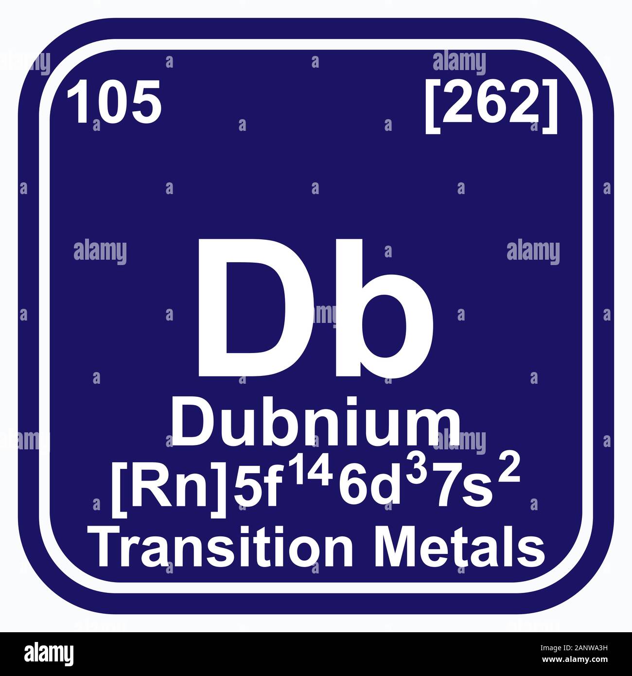 Dubnium Periodensystem der Elemente Vektordarstellung eps 10 Stock