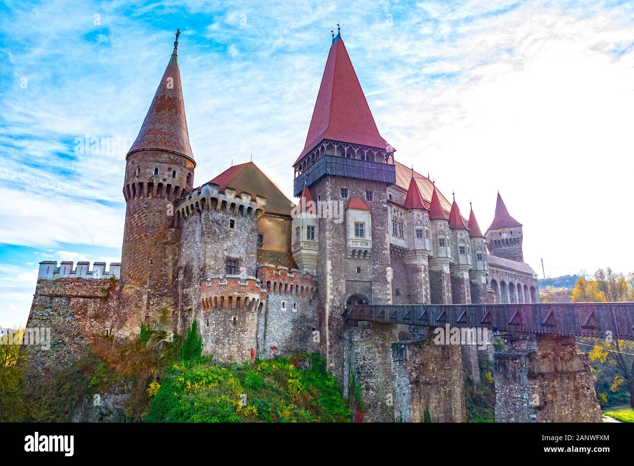 Schloss Hunedoara Corvin in Siebenbürgen, Rumänien, im Stil der gotischen Renaissance Stockfoto