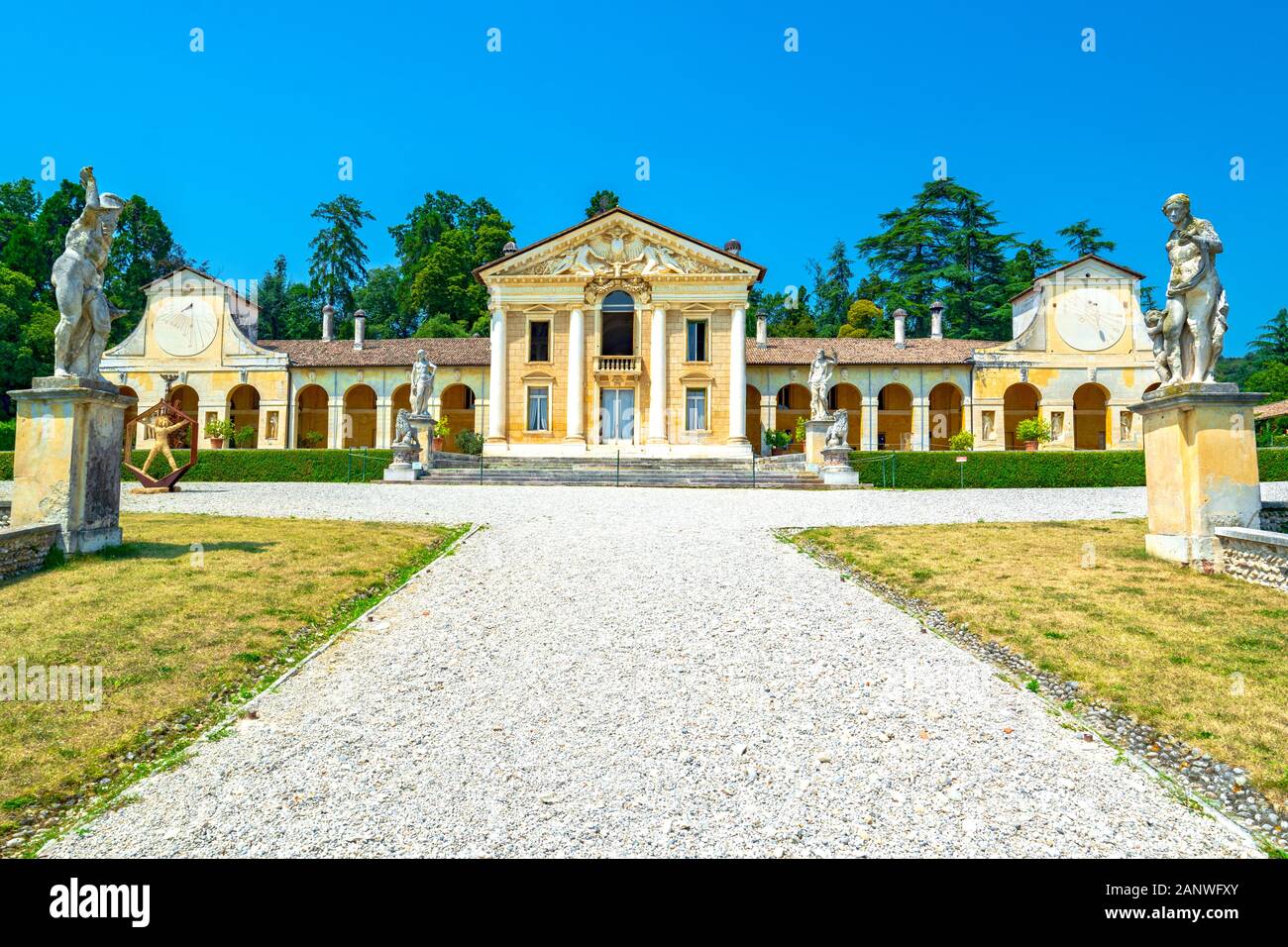 Villa Barbaro, entworfen von Andrea Palladio Architekt, Jahr 1560, in Maser von Treviso in Italien - august 06 2014 Stockfoto