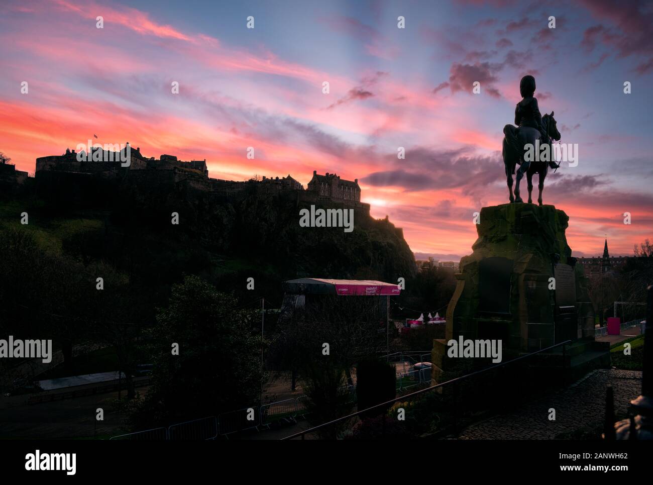 Edinburgh Castle Sunset, Schottland Stockfoto