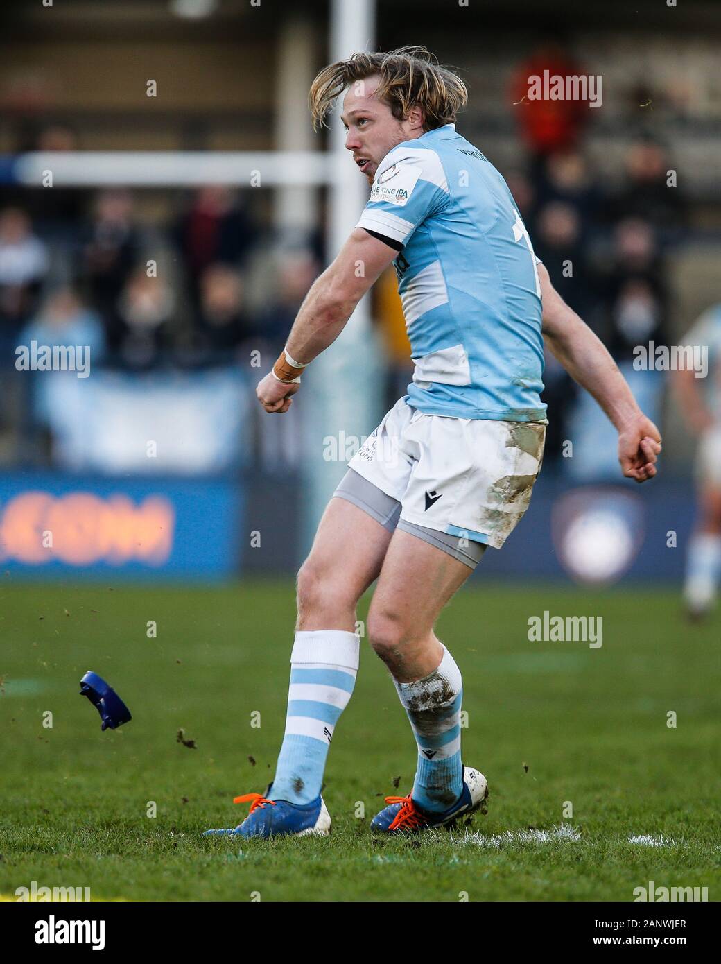 Leeds, Großbritannien. 15 Jan, 2019. LEEDS, England - 19. JANUAR Joel Hodgson von Newcastle Falcons tritt während der Greene King IPA Championship Match zwischen Yorkshire Carnegie und Newcastle Falcons bei Headingley Leeds Carnegie Stadion, am Sonntag, den 19. Januar 2020. (Quelle: Chris Lishman | MI Nachrichten) das Fotografieren dürfen nur für Zeitung und/oder Zeitschrift redaktionelle Zwecke verwendet werden, eine Lizenz für die gewerbliche Nutzung Kreditkarte erforderlich: MI Nachrichten & Sport/Alamy leben Nachrichten Stockfoto