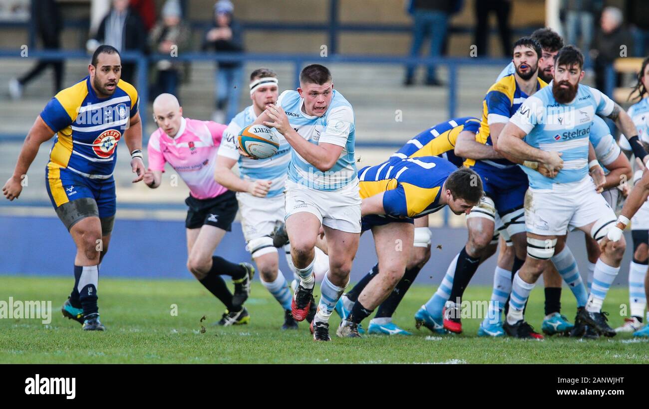 Leeds, Großbritannien. 15 Jan, 2019. LEEDS, England - 19. JANUAR Jamie Blamire Newcastle Falcons Pausen klar während der Greene King IPA Championship Match zwischen Yorkshire Carnegie und Newcastle Falcons bei Headingley Leeds Carnegie Stadion, am Sonntag, den 19. Januar 2020. (Quelle: Chris Lishman | MI Nachrichten) das Fotografieren dürfen nur für Zeitung und/oder Zeitschrift redaktionelle Zwecke verwendet werden, eine Lizenz für die gewerbliche Nutzung Kreditkarte erforderlich: MI Nachrichten & Sport/Alamy leben Nachrichten Stockfoto