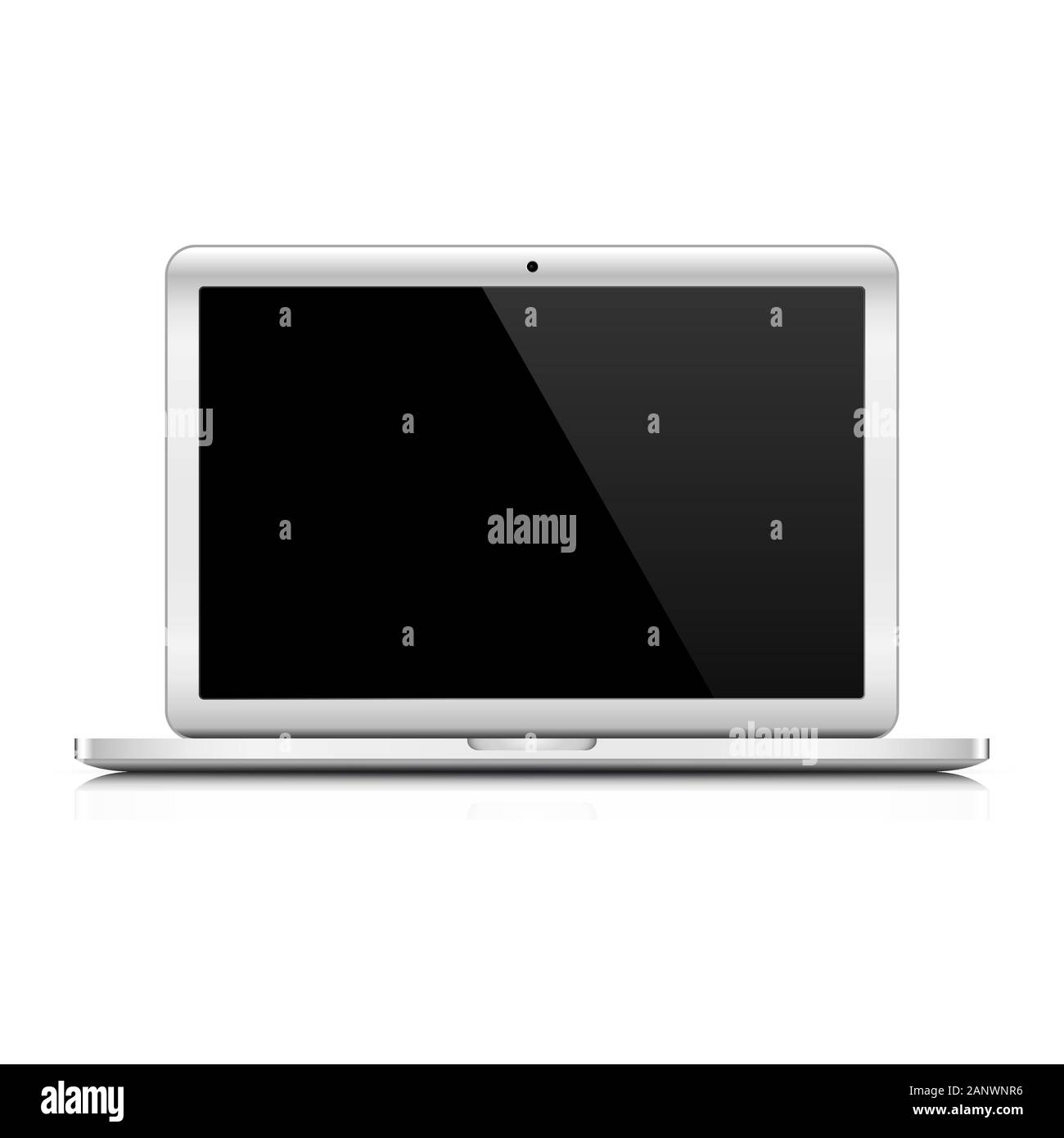 Laptop auf einem weißen Hintergrund. Vector Illustration. Laptop mit leeren schwarzen Bildschirm. Stock Vektor