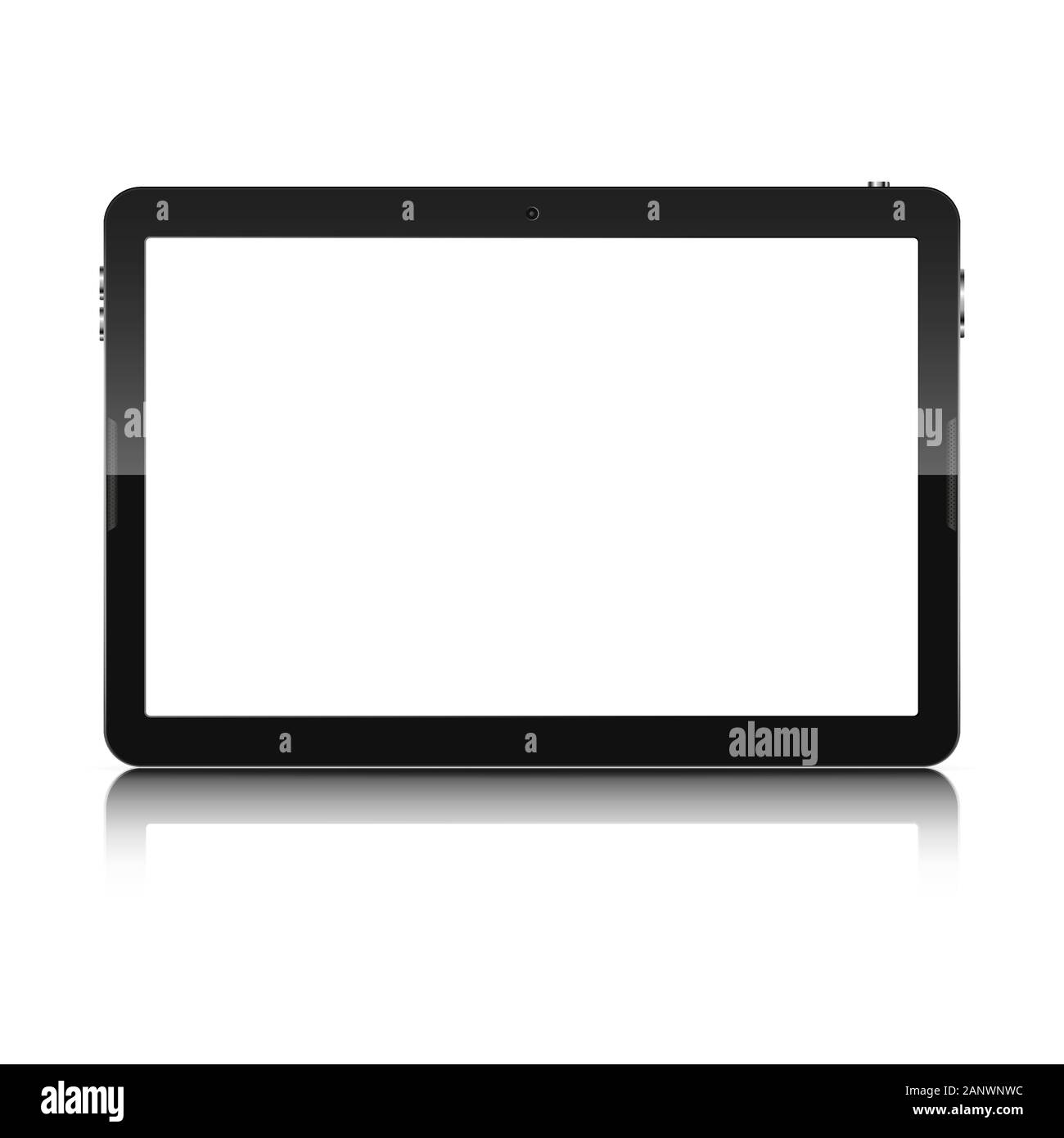 Moderne Touch-Screen-Tablet Computer auf weißem Hintergrund. Tablet Computer mit leeren weißen Bildschirm und Reflexion. Vector Illustration. Stock Vektor