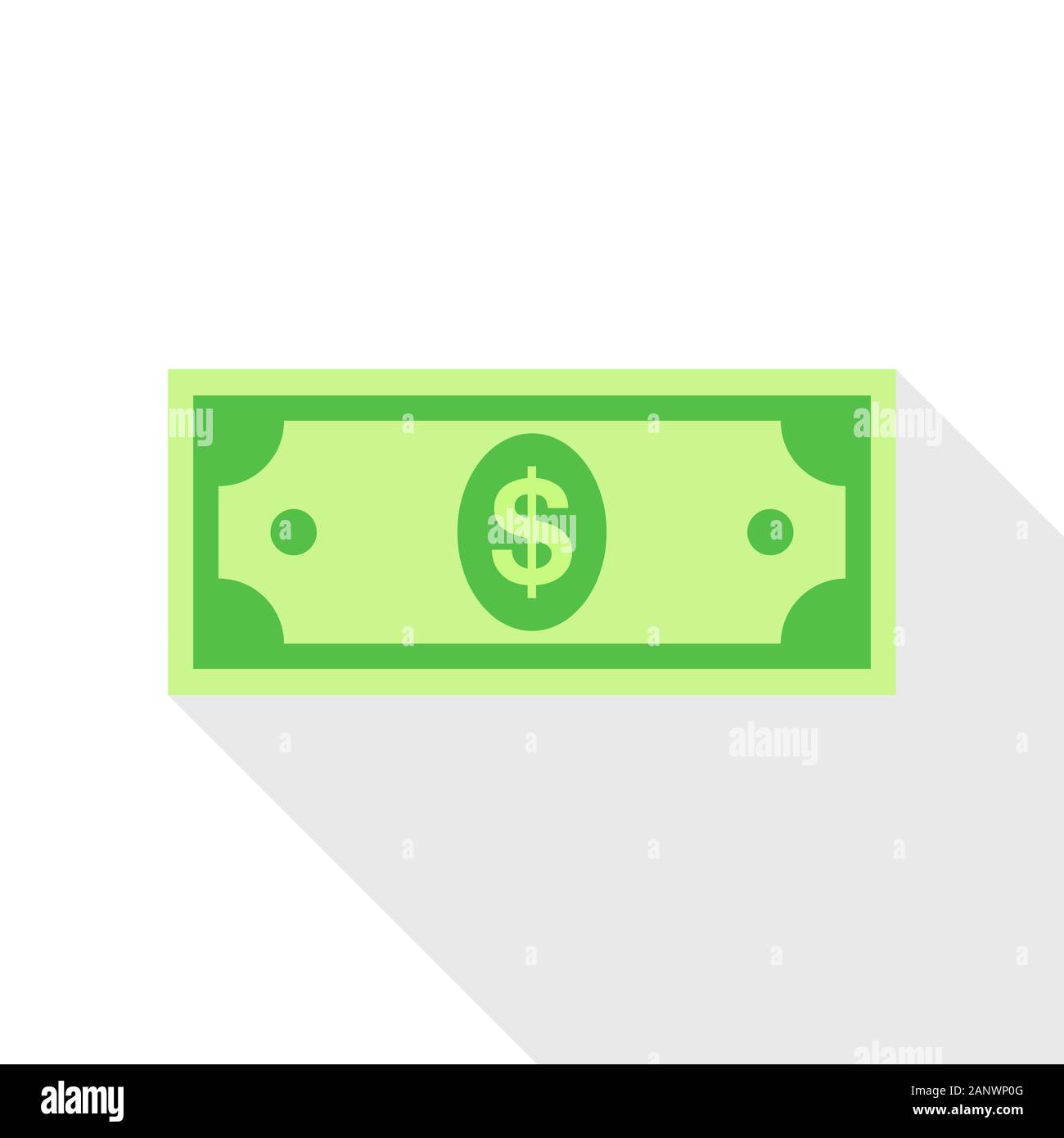 Geld Symbol im flachen Stil mit langen Schatten. Dollar Symbol. Vector Illustration. Stock Vektor