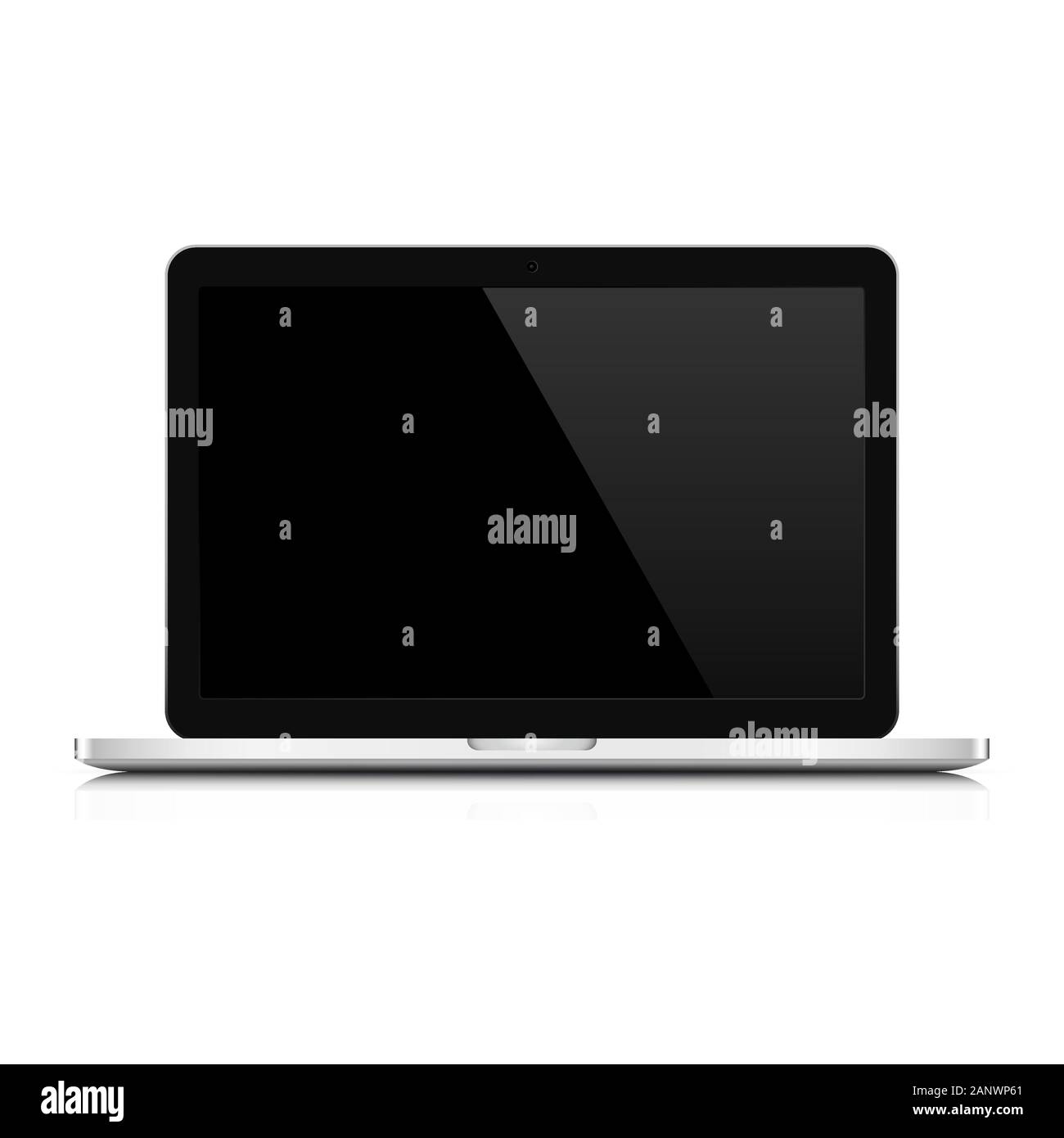 Laptop auf einem weißen Hintergrund. Vector Illustration. Laptop mit leeren schwarzen Bildschirm. Stock Vektor
