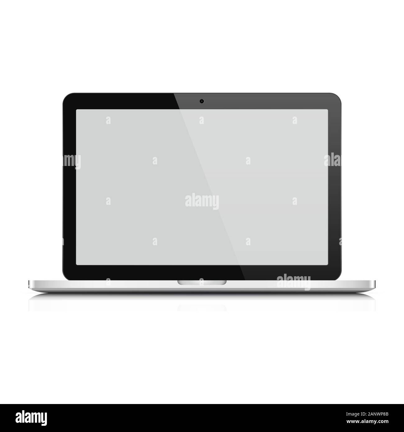 Laptop auf einem weißen Hintergrund. Vector Illustration. Laptop mit leeren hellgrau angezeigt. Stock Vektor