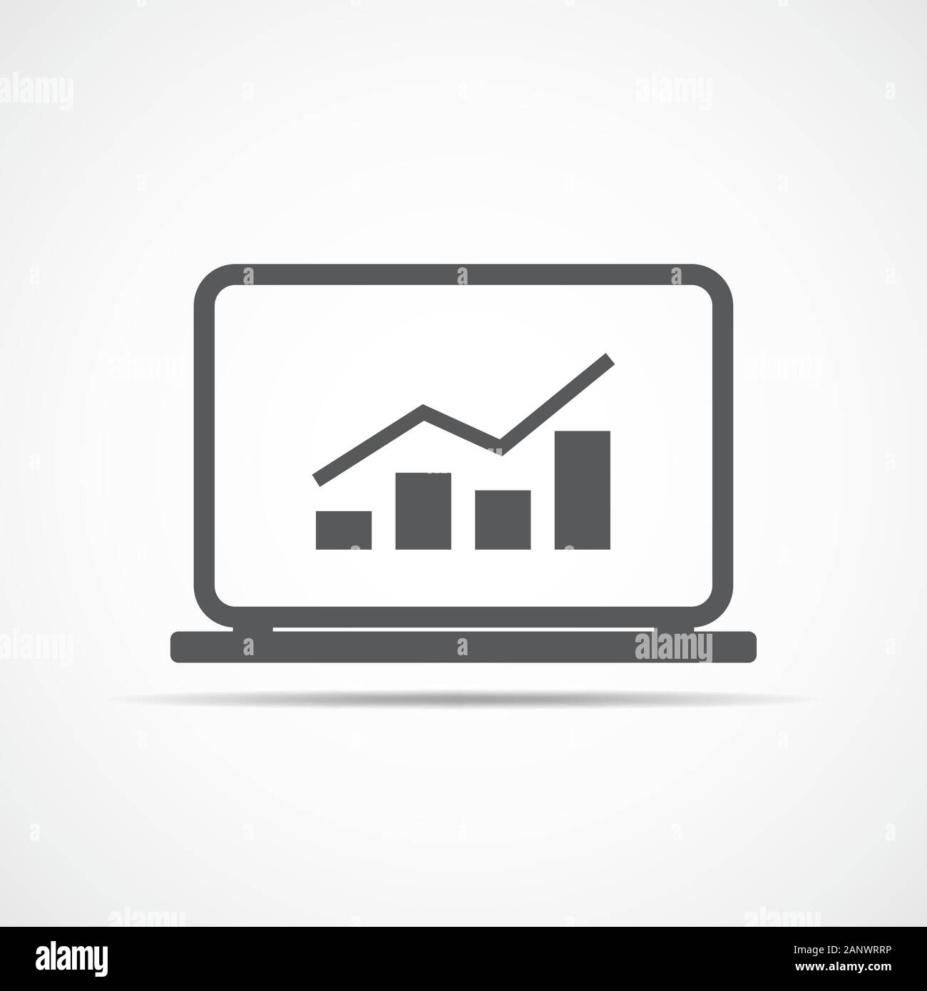 Wachsende Balkendiagramm auf dem Laptop Bildschirm. Wachsende Chart in flacher Ausführung. Vector Illustration Stock Vektor