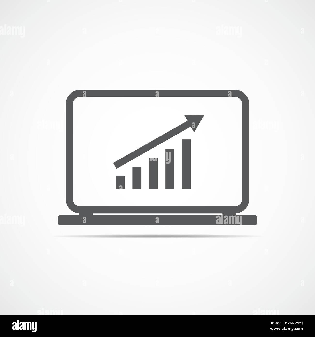 Wachsende Balkendiagramm auf dem Laptop Bildschirm. Wachsende Chart in flacher Ausführung. Vector Illustration Stock Vektor