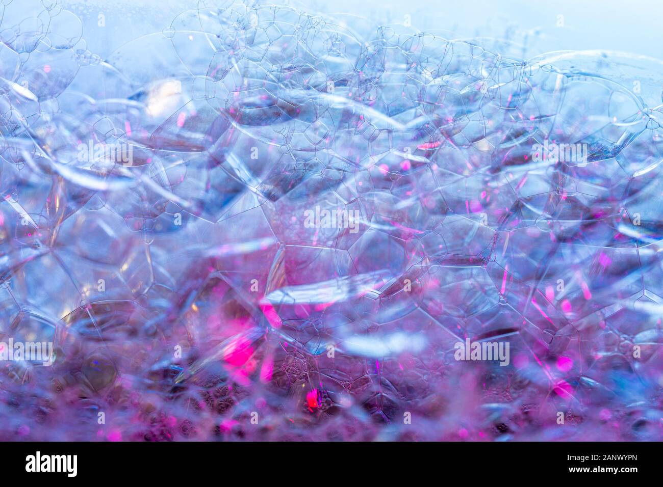 Kreative Zusammenfassung Hintergrund der Kette von Bläschen Struktur in Magenta, Blau Stockfoto