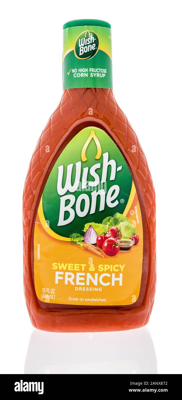 Winneconne, WI - 14. Januar 2019: eine Flasche Querlenker süß und würzig Französische Salatsoße auf einem isolierten Hintergrund Stockfoto