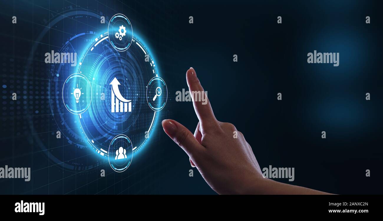 Wirtschaft, Technologie, Internet und Netzwerk Konzept. Diagramm mit Finanzdaten. Börse Chart. Forex Investment. Stockfoto