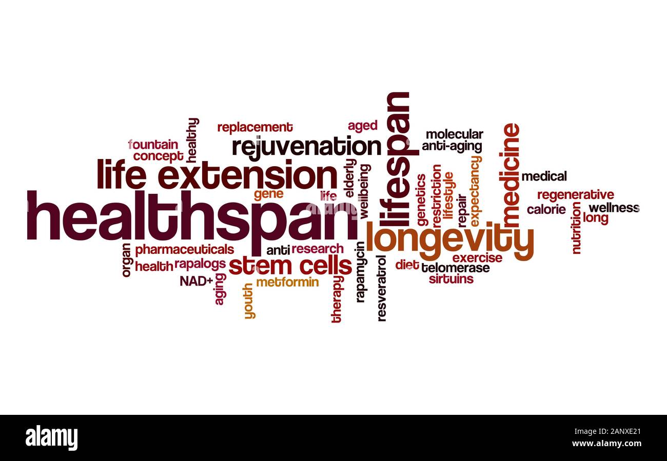 Healthspan Word Cloud. Typografie. Stockfoto