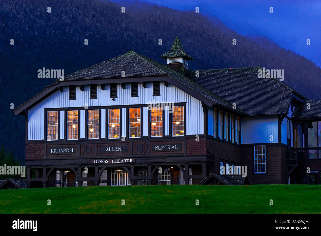 Allen Auditorium auf dem Campus der alten Sheldon Jackson College in Sitka, Alaska, USA Stockfoto