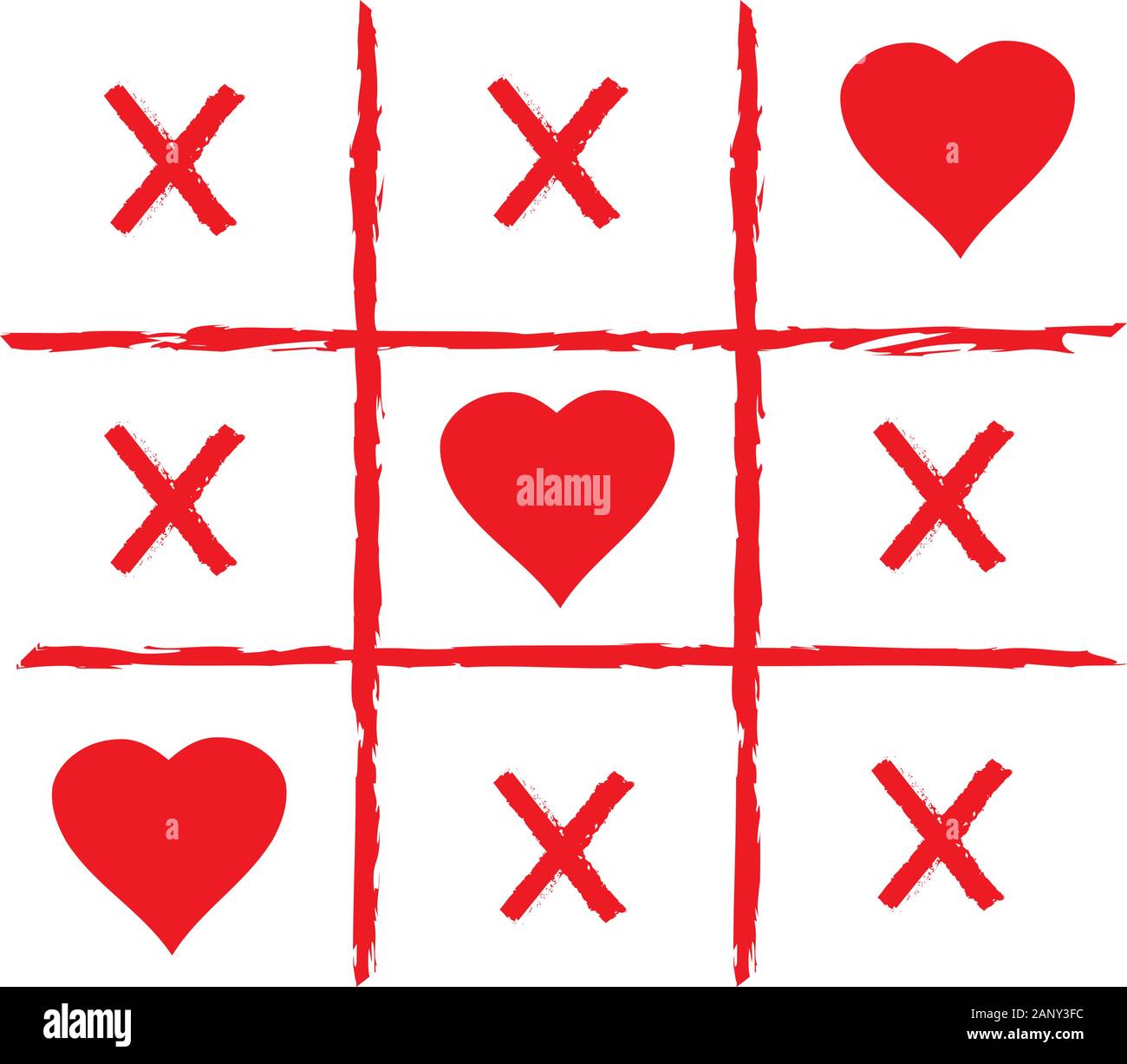 Vector Illustration von Tic Tac Toe Spiel mit Herz. Stock Vektor