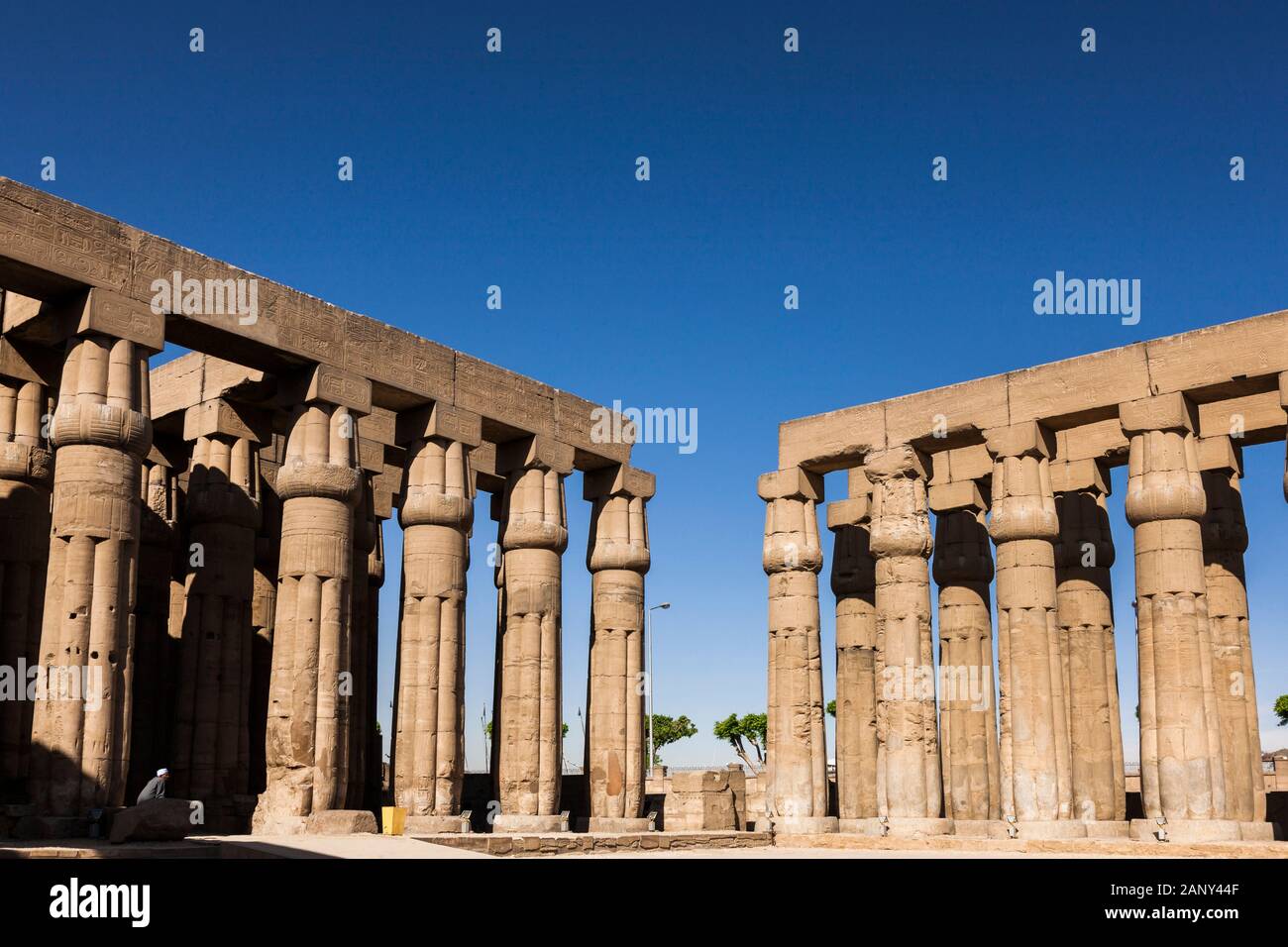 Hof von Amenhotep III, Colonnade Coutyard, Luxor Tempel, Luxor, Ägypten, Nordafrika, Afrika Stockfoto