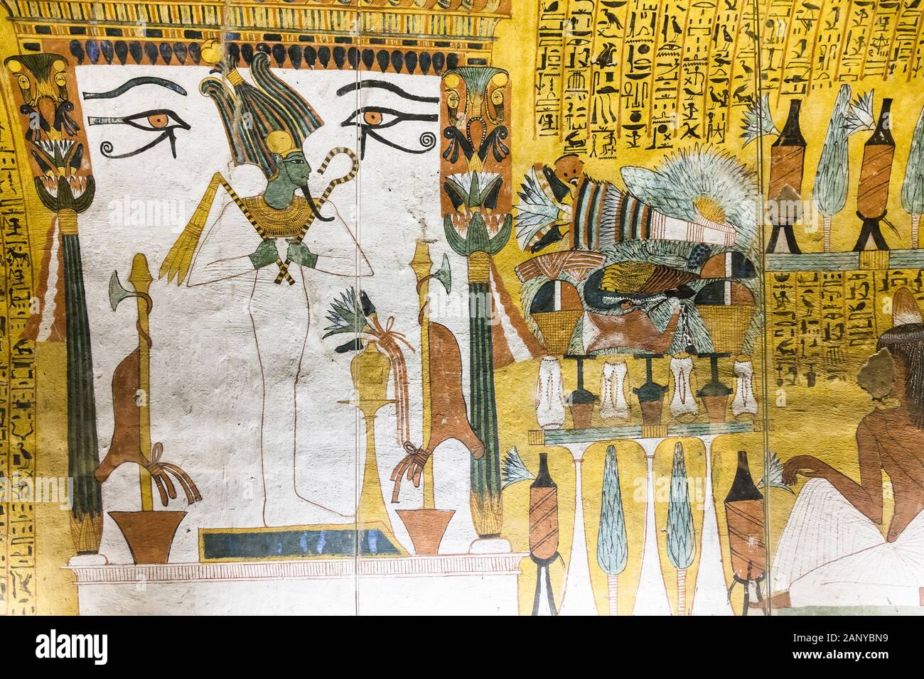 Wandbilder am Grab von Artisan Sennedjen, Dier el Medina, Luxor, Ägypten, Nordafrika, Afrika Stockfoto